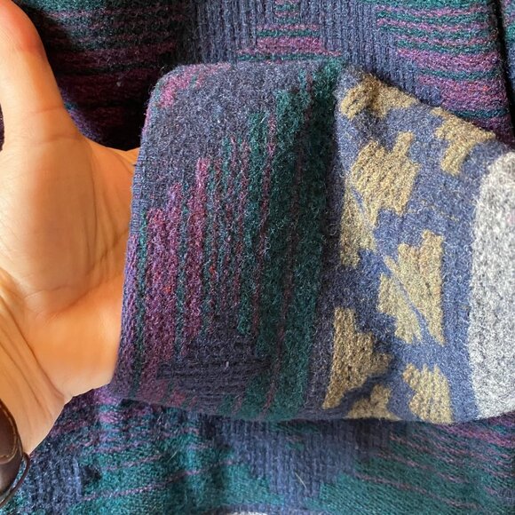 Vtg Eastern Mountain Hooded Sports Jacket Women M Wool Navajo Aztec Southwest - Picture 8 of 10